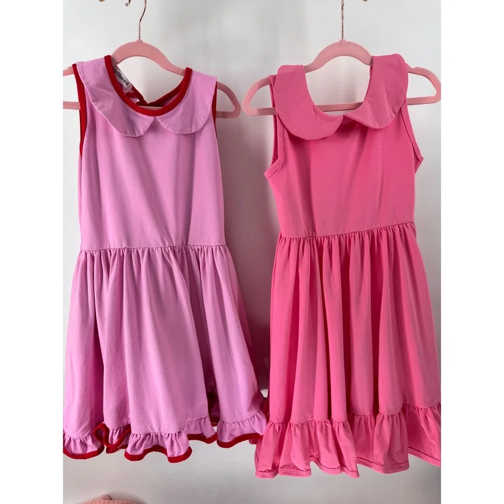 Girlhood Ruffle Hem Dress Kids 8 10‎ Pink Good Peter Pan Collar Sister Set